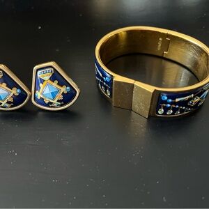 Hermes Enamel Cuff Bracelet and Earrings